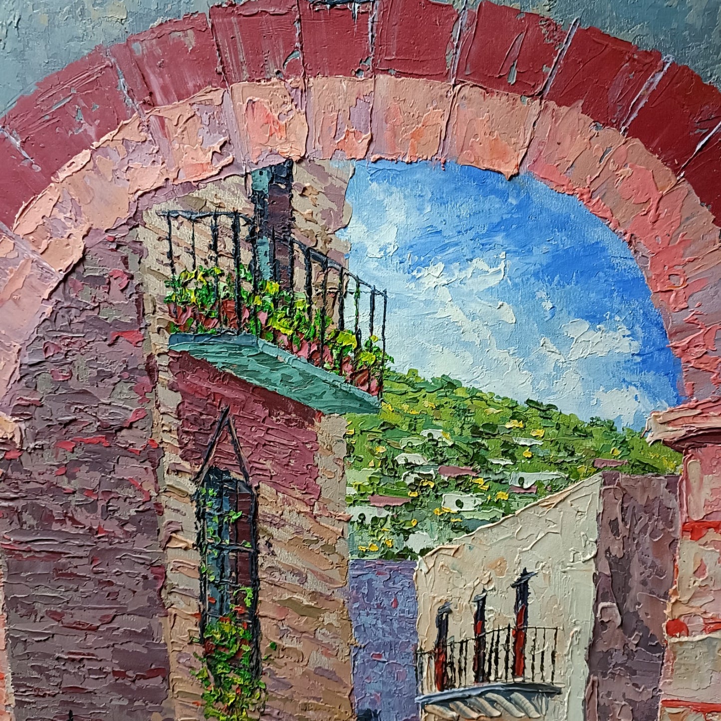 LUIS FERRO MARQUEZ (b.1899)Framed Original Oil Painting Guanajuato Street Scene