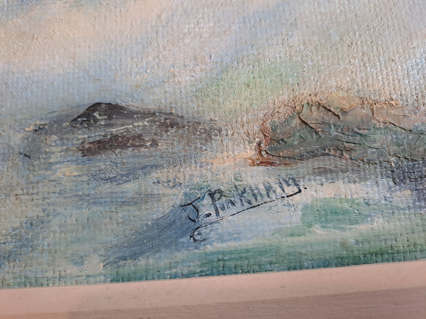 JOAN PINKHAM Vintage Seascape Oil Painting On Board "Gibralta"