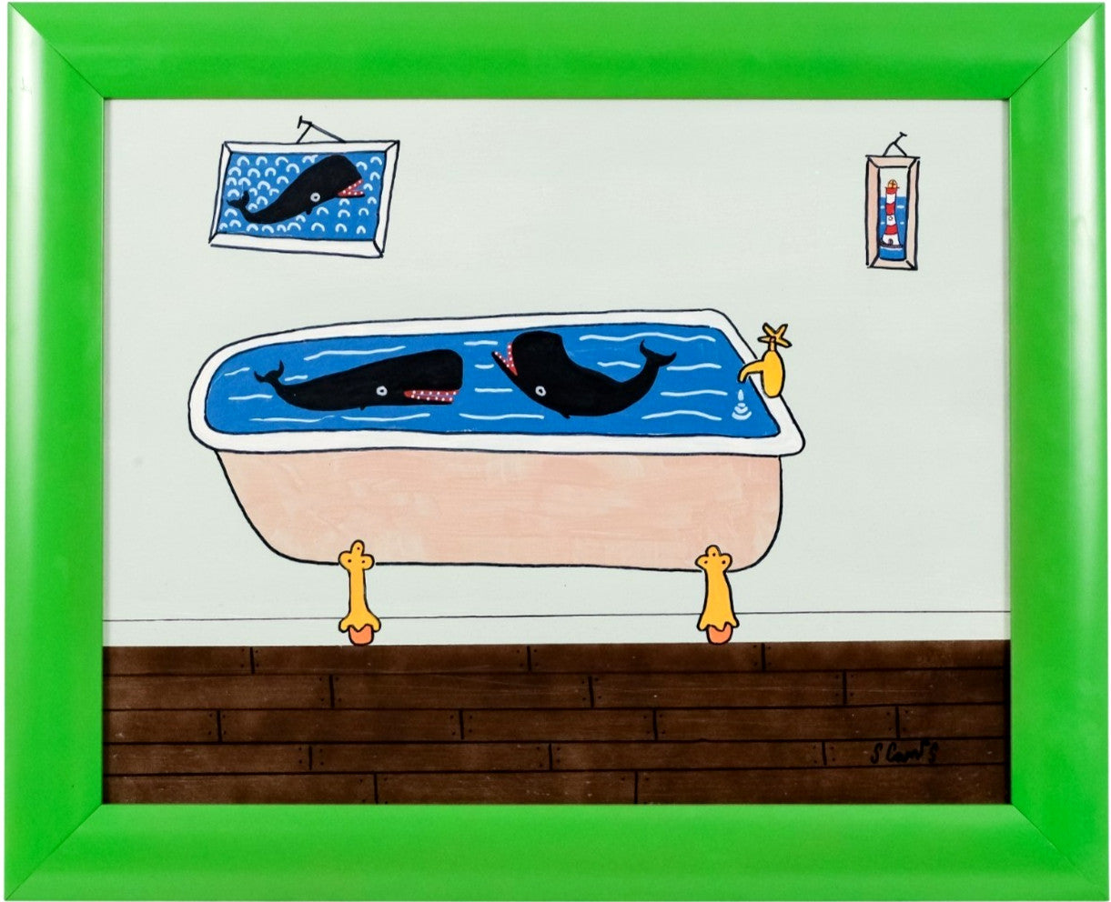 STEVE CAMPS (b.1957) - Original Oil Painting "Swimming In The Tub" - Curated Treasures