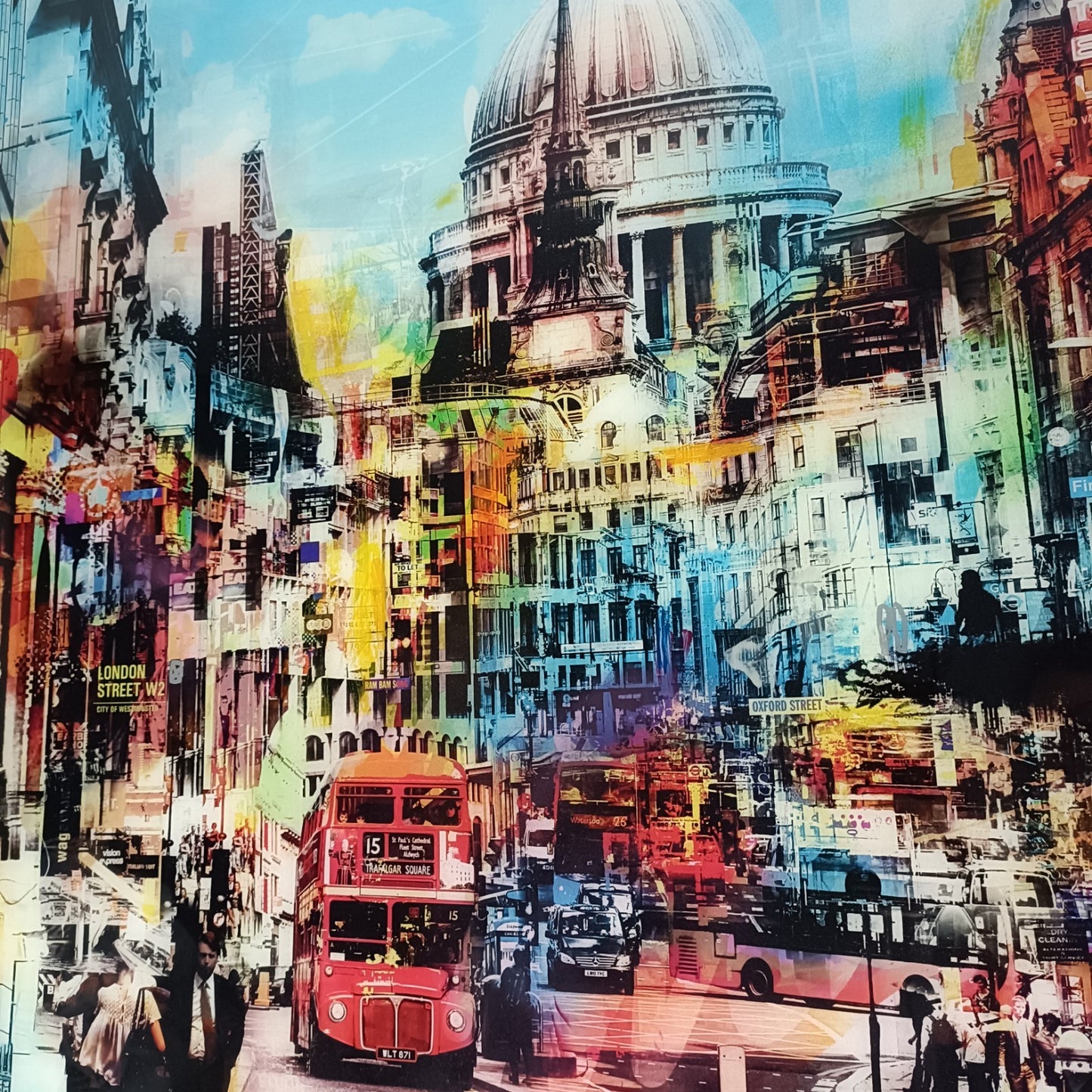 PACO RAPHAEL  Framed, Signed Original Mixed Media “Blue Traffic” London