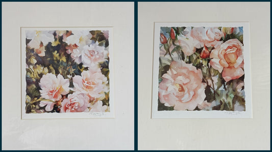 Trevor Waugh Roses Watercolour Prints, Set of 2, Signed