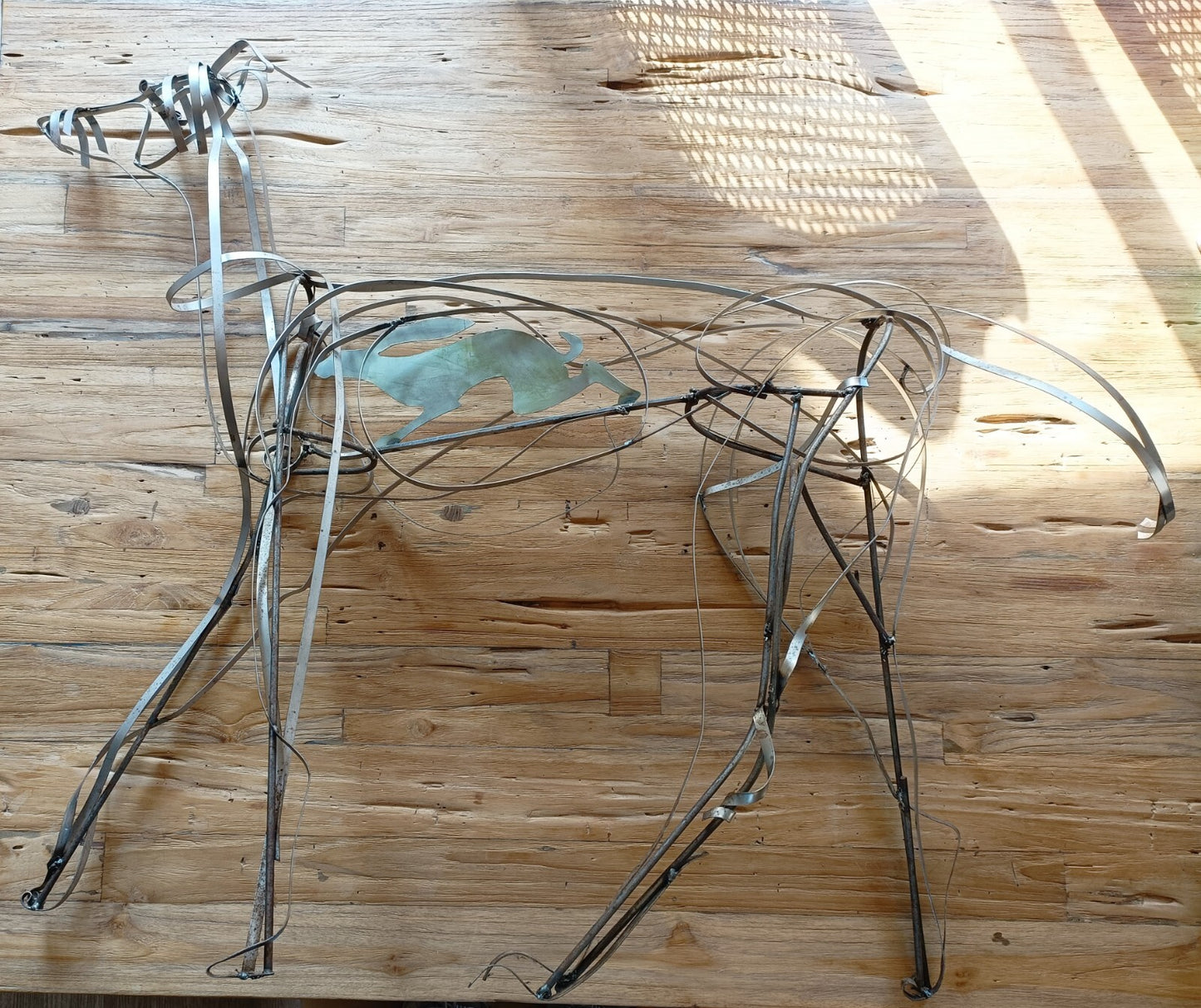 RACHEL RICKETTS Original OOAK Steel Ribbon Sculpture "Hound and Hare"