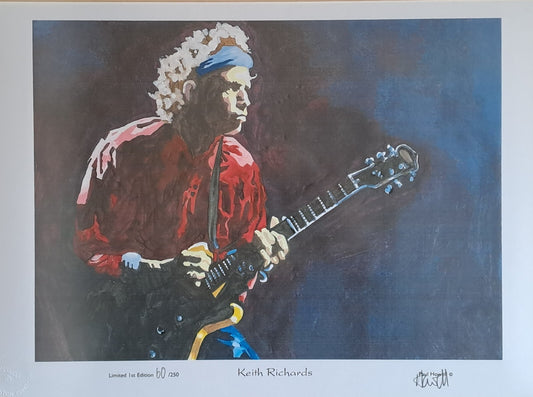"KEITH RICHARDS" Signed First Edition Print by Paul Howell 60/250