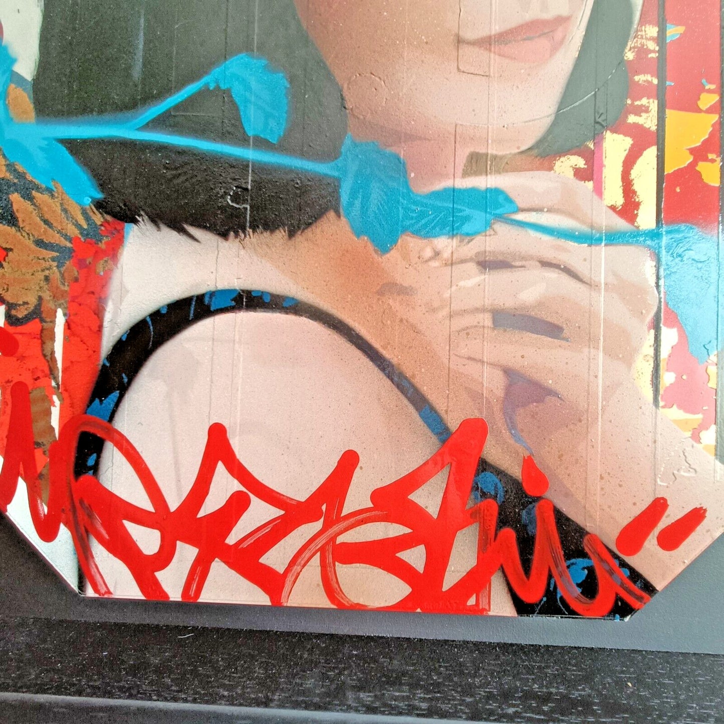 TROIKA Original Mixed Media on Metal STOP sign, "Stop and Stare"
