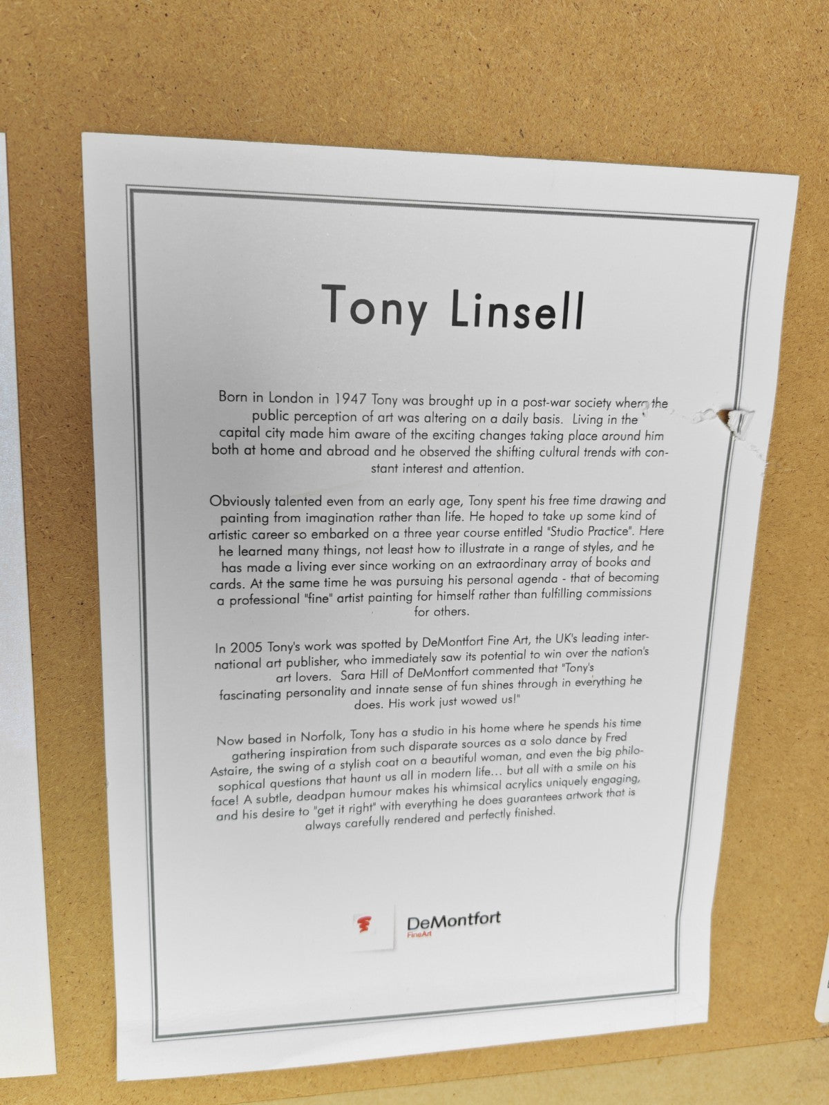 TONY LINSELL Signed Framed Limited Edition Print "Play It Again" 25/295