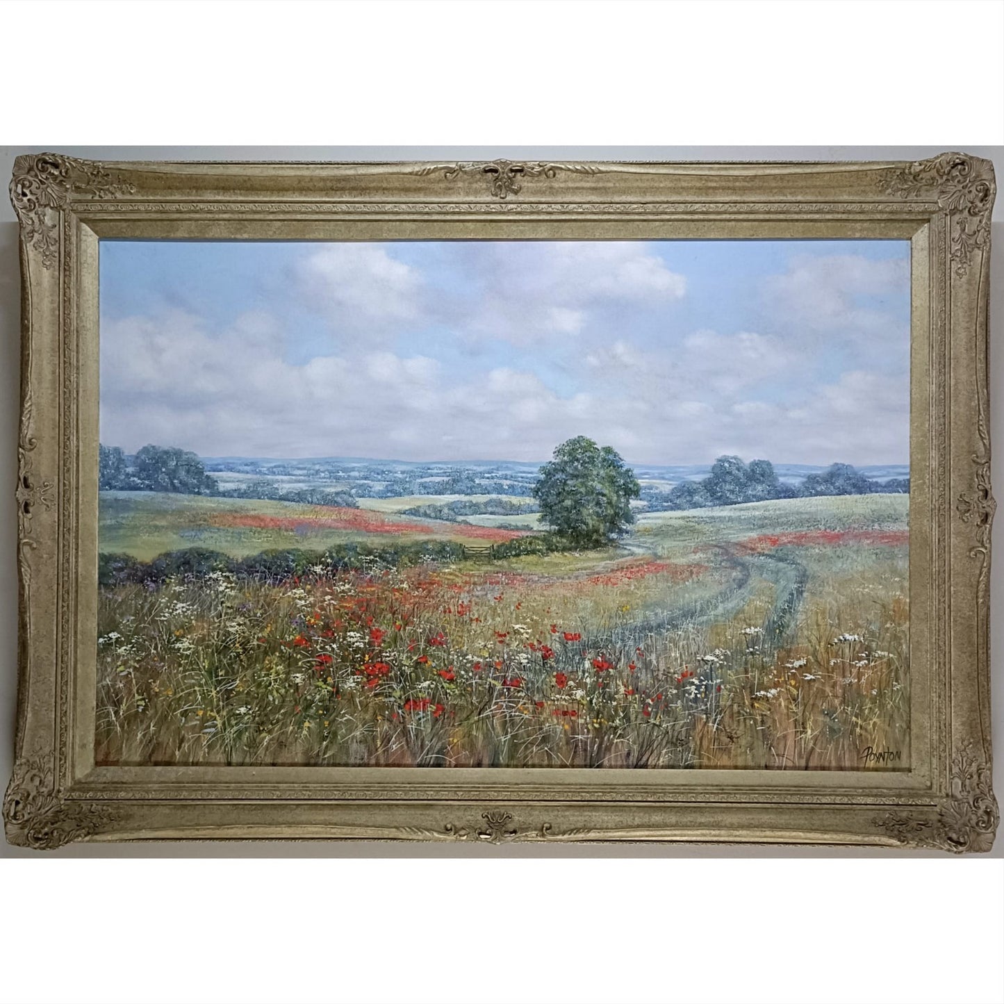 DEBORAH POYNTON Large Signed Framed Original Oil Painting - Poppy Fields