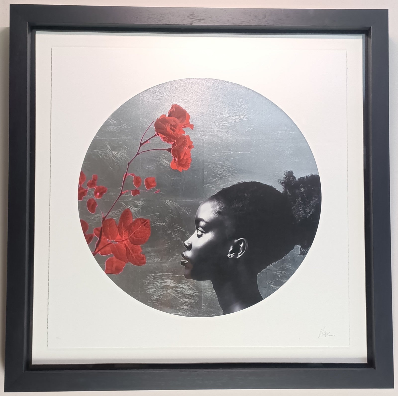 Maxim Keith Andrew Palmer limited edition framed signed art print "Exhale" 33/150, featuring vibrant artwork on display.