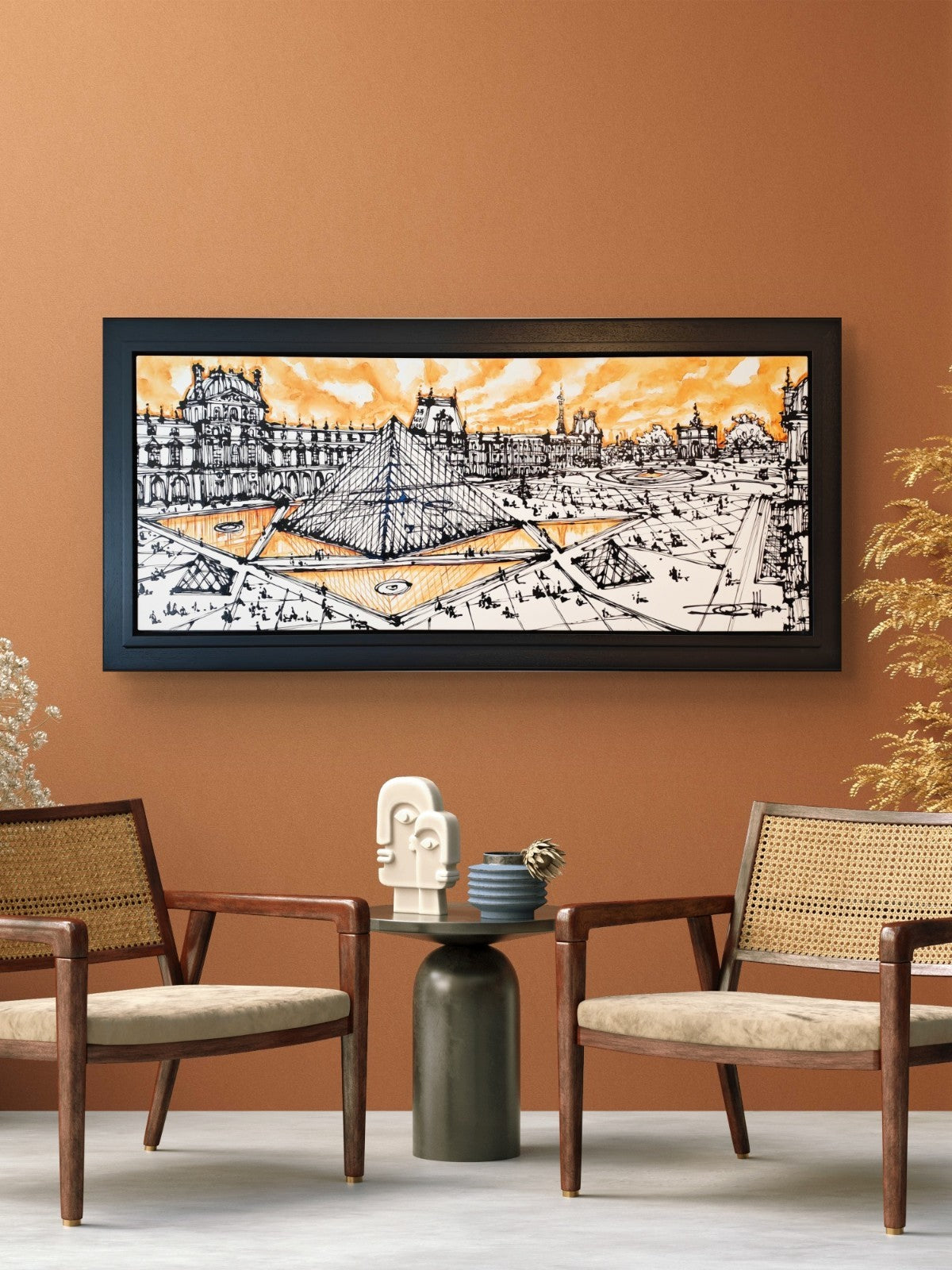 INGO "Au Coeur de Louvre" Large Signed Framed Original Mixed Media on Canvas