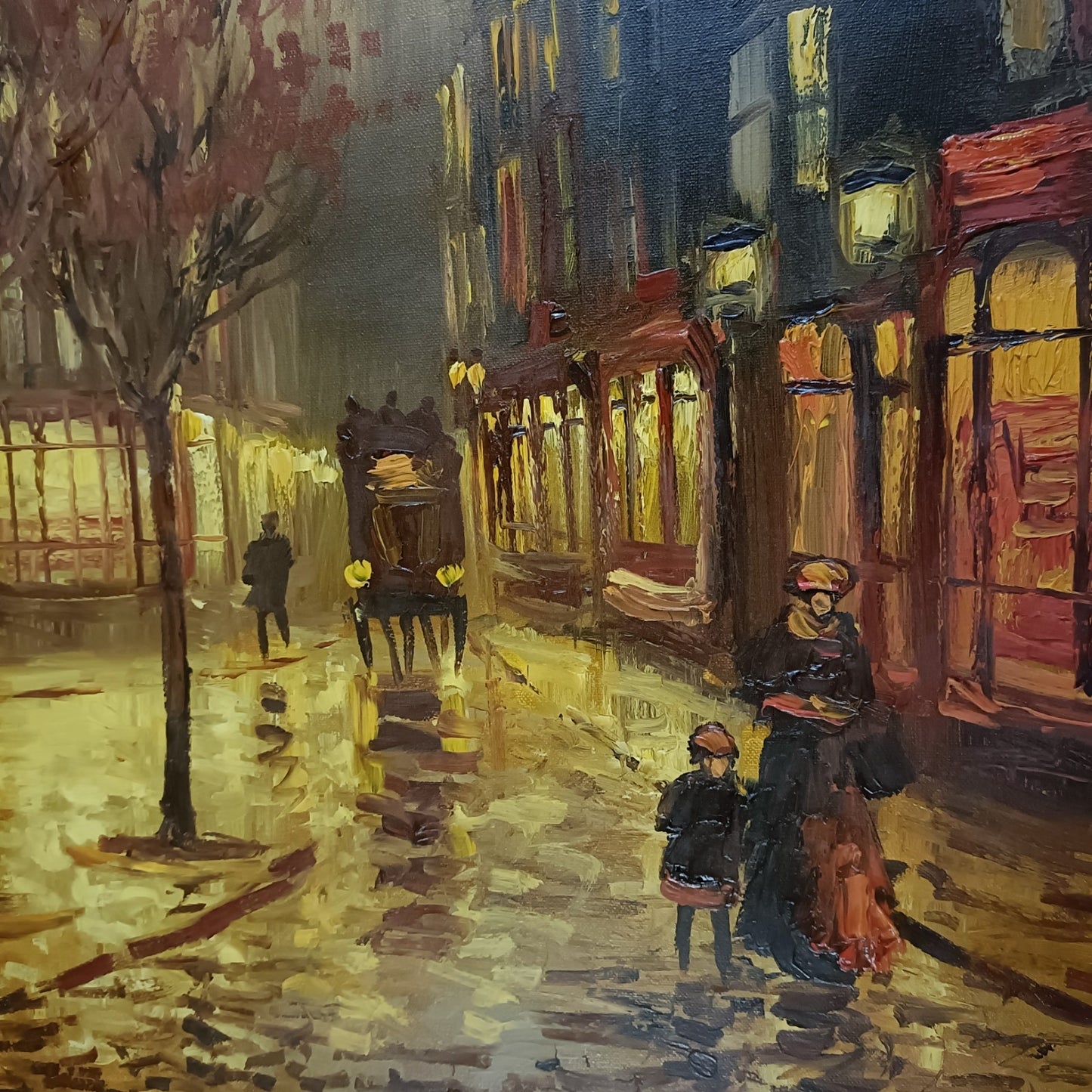 John Bampfield Framed Signed Original Oil Painting - Evening Street Scene