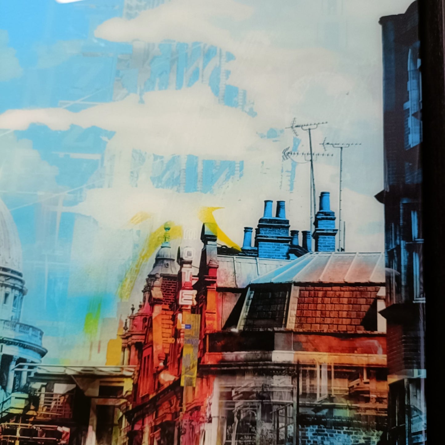 PACO RAPHAEL  Framed, Signed Original Mixed Media “Blue Traffic” London