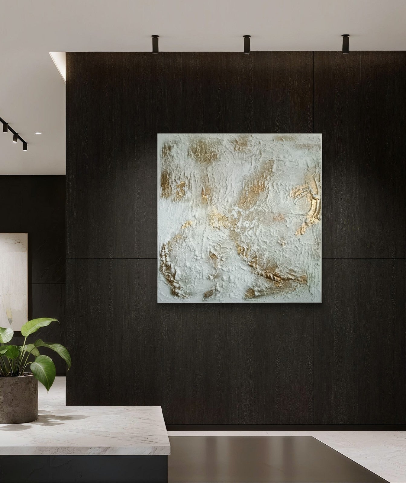 Large original mixed media abstract painting "Ellipse" by RAJAN SETH, featuring vibrant colors and dynamic textures.