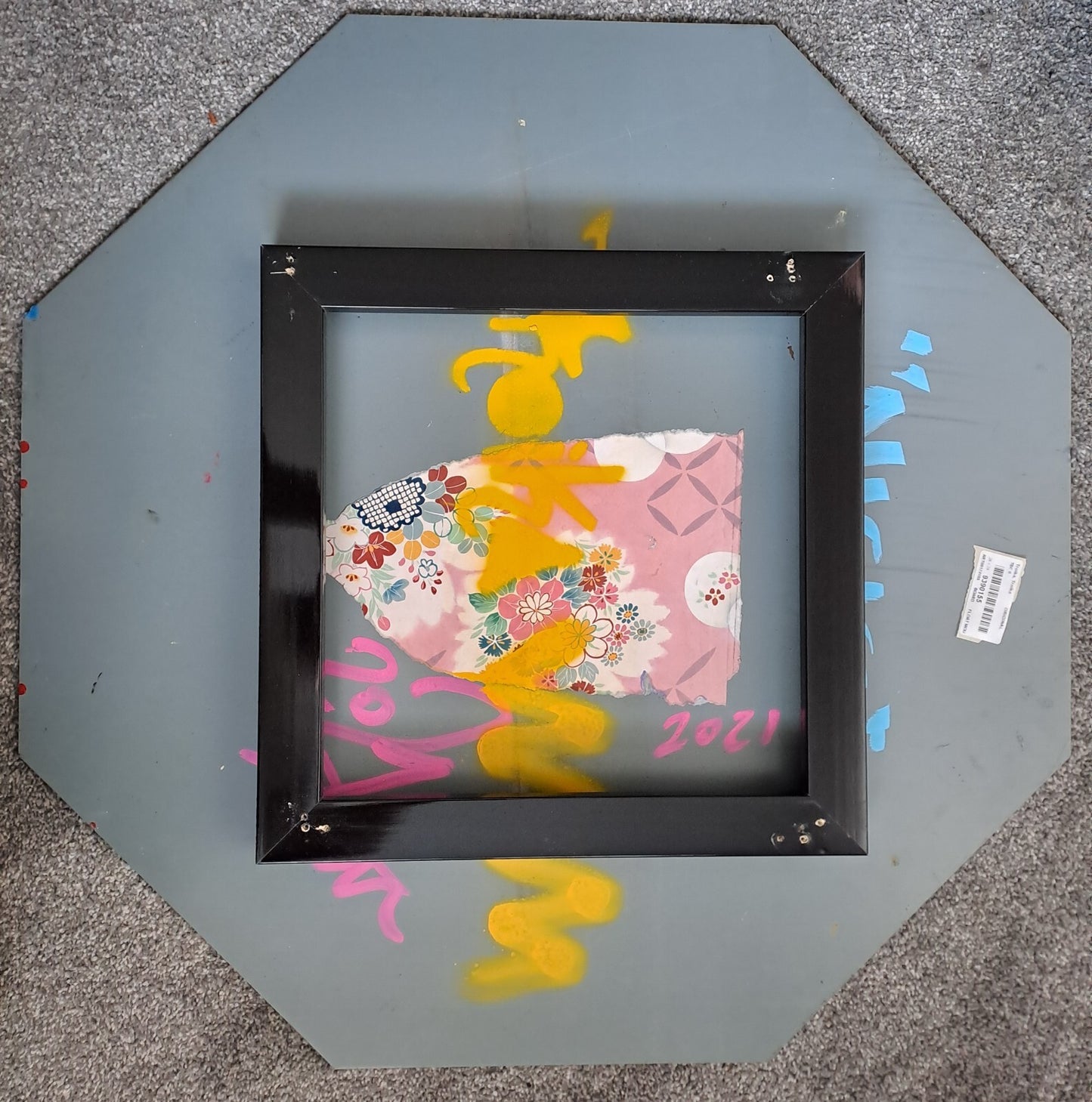 TROIKA Original Mixed Media on Metal STOP sign, "Stop and Stare"