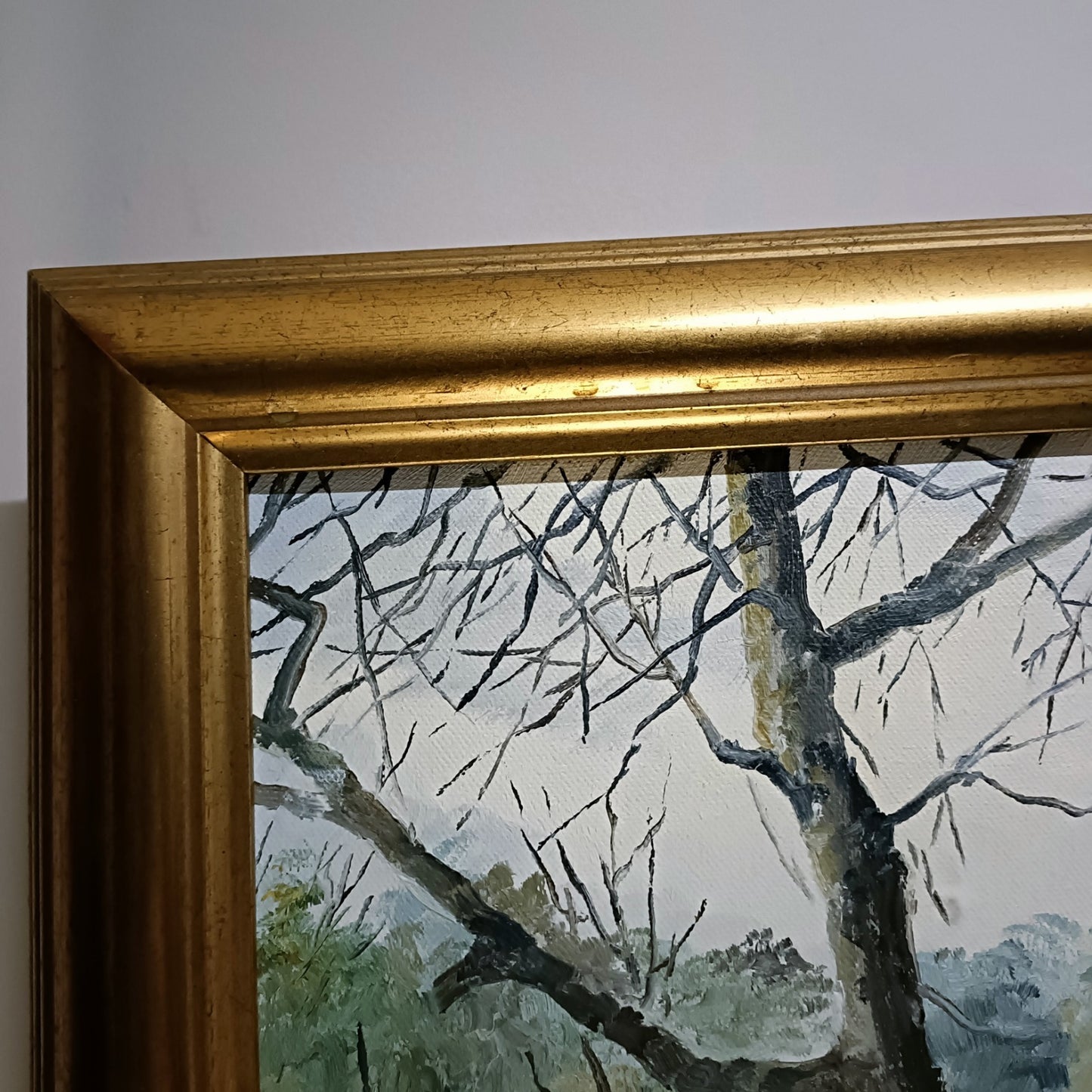 DENYS GARLE Framed Original Oil Painting “Riverbank with Horses”