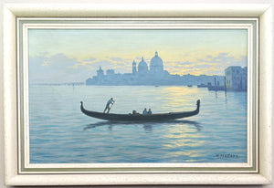Attributed to WILLEM WELTERS Original Oil on Board "Gondola at sunset, Venice"