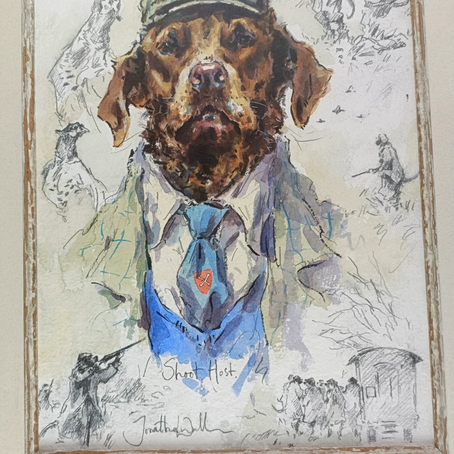 JONATHAN WALKER Framed Signed Original Watercolour "Shoot Host"