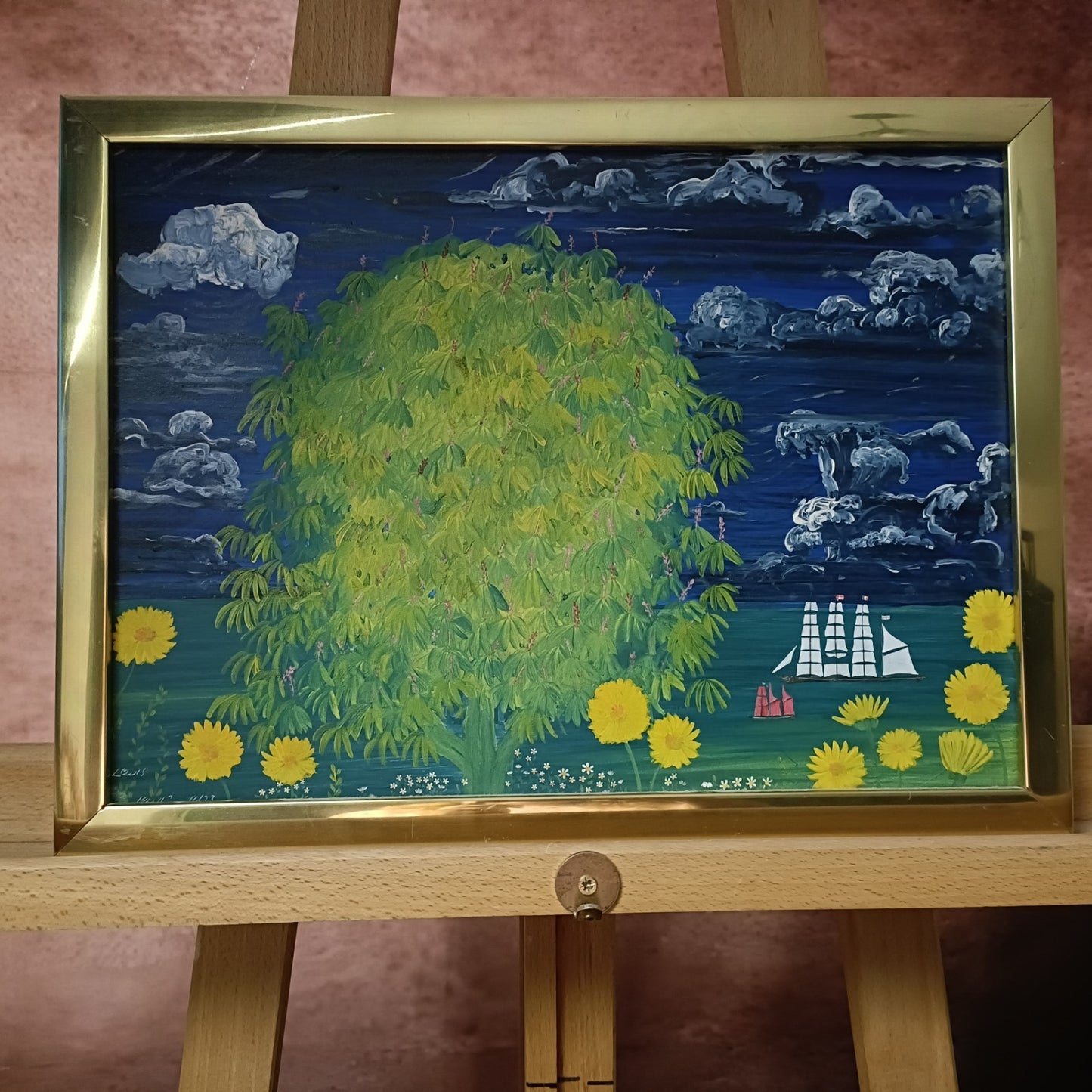 LEWIS MITCHELL (b.1938) Original Oil Painting on Board "Four Masts"