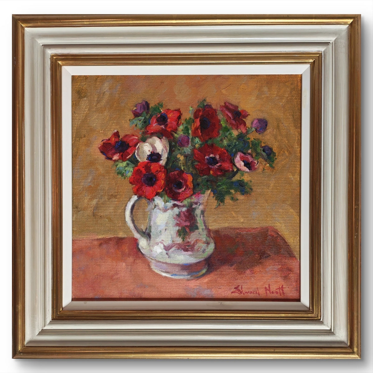 EDWARD NOOTT (B.1963) "Anemones" Framed Original Painting on Canvas