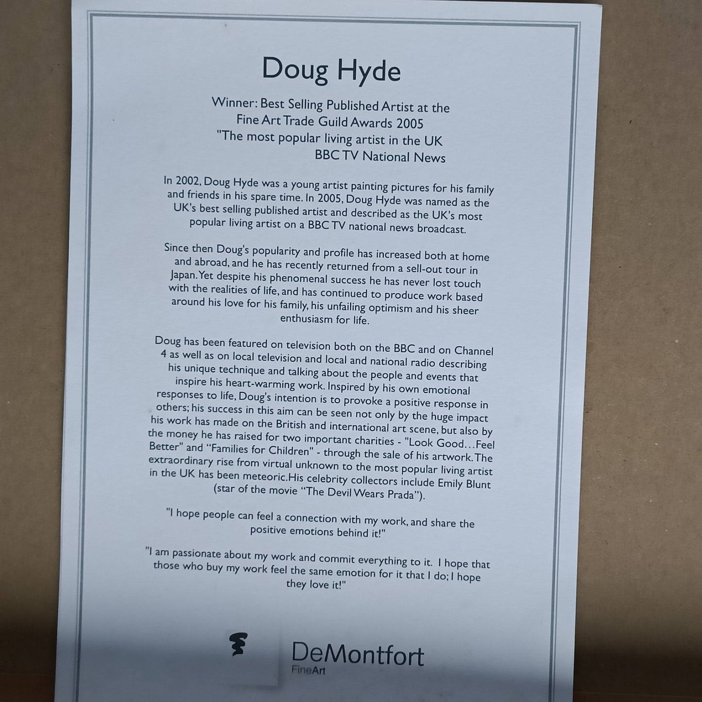 Rare framed signed limited edition artwork "Sleep Walking" by Doug Hyde, numbered 188 of 295, in a protective frame.