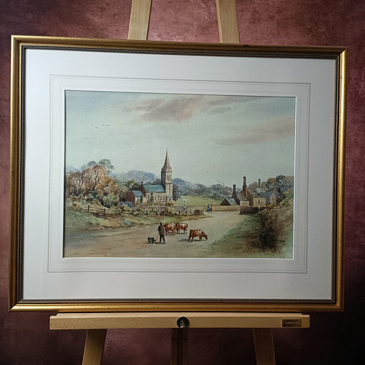 WILLIAM FERGIE (1893-1971) Framed Original Watercolour- A Northumberland Village