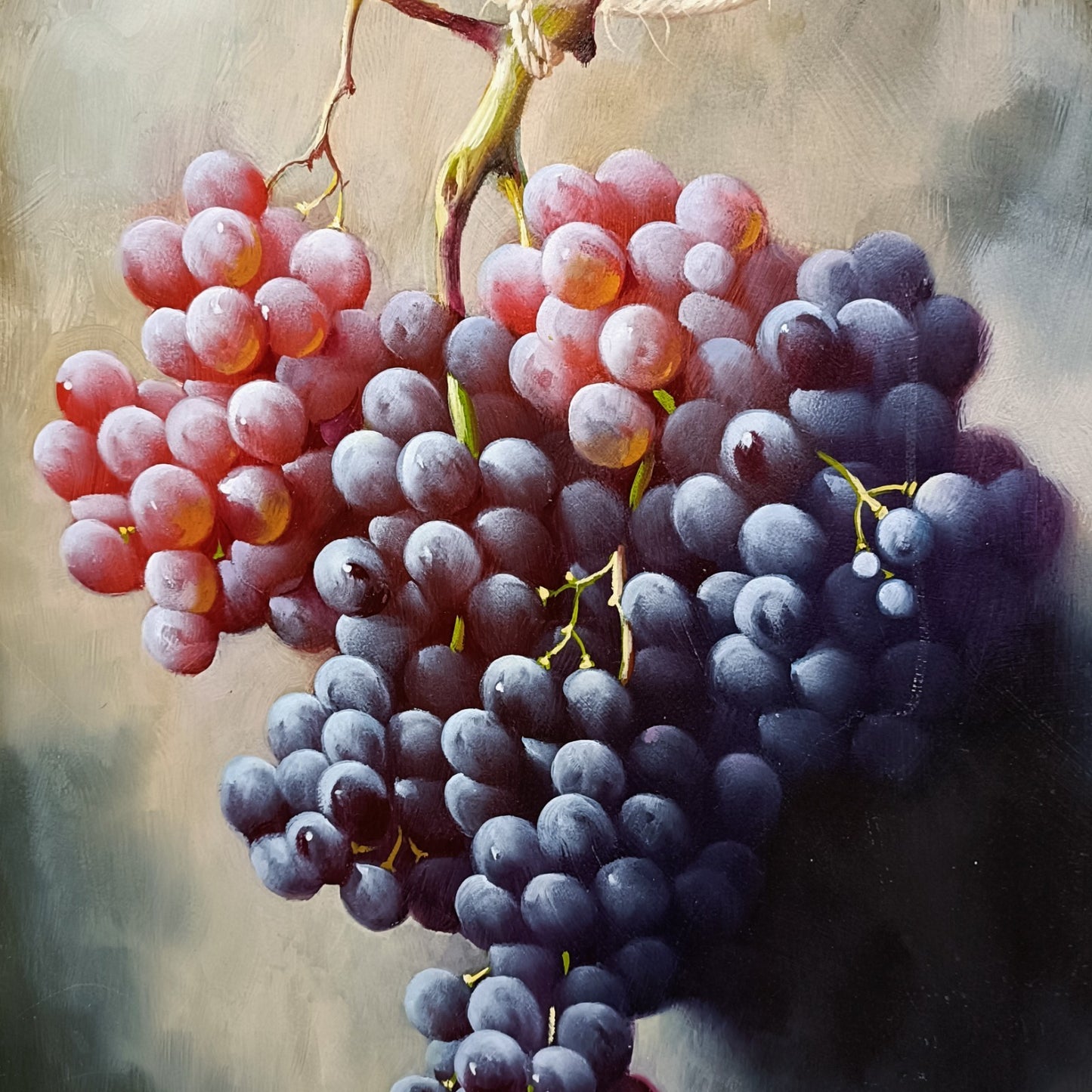 J M REYES (b.1963) Framed Signed Oil on Board “Racimo de Uvas Rojas”