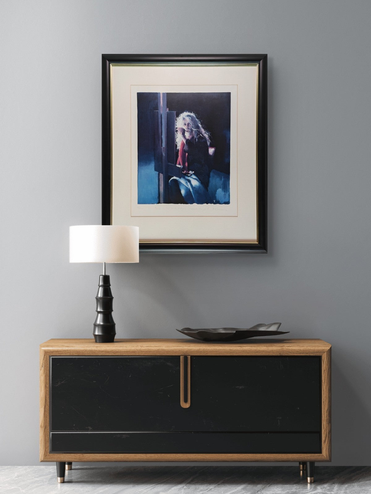 Framed limited edition print of Robert Lenkiewicz's "Painter in the Wind / 3.50am," signed and numbered 85 of 500, artwork on paper.