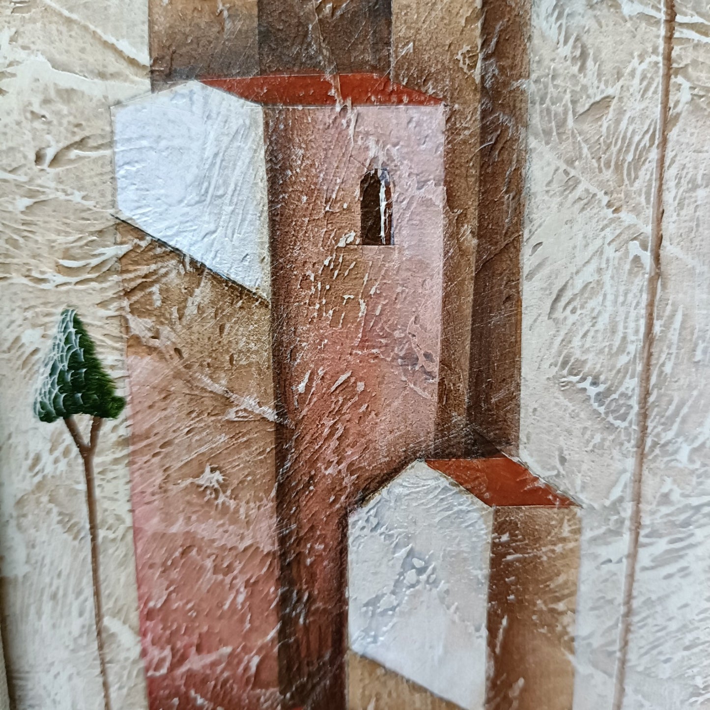 CARLO MIRABASSO Framed Signed Original Acrylic/Tempera on Board "Borgo (Hamlet)"