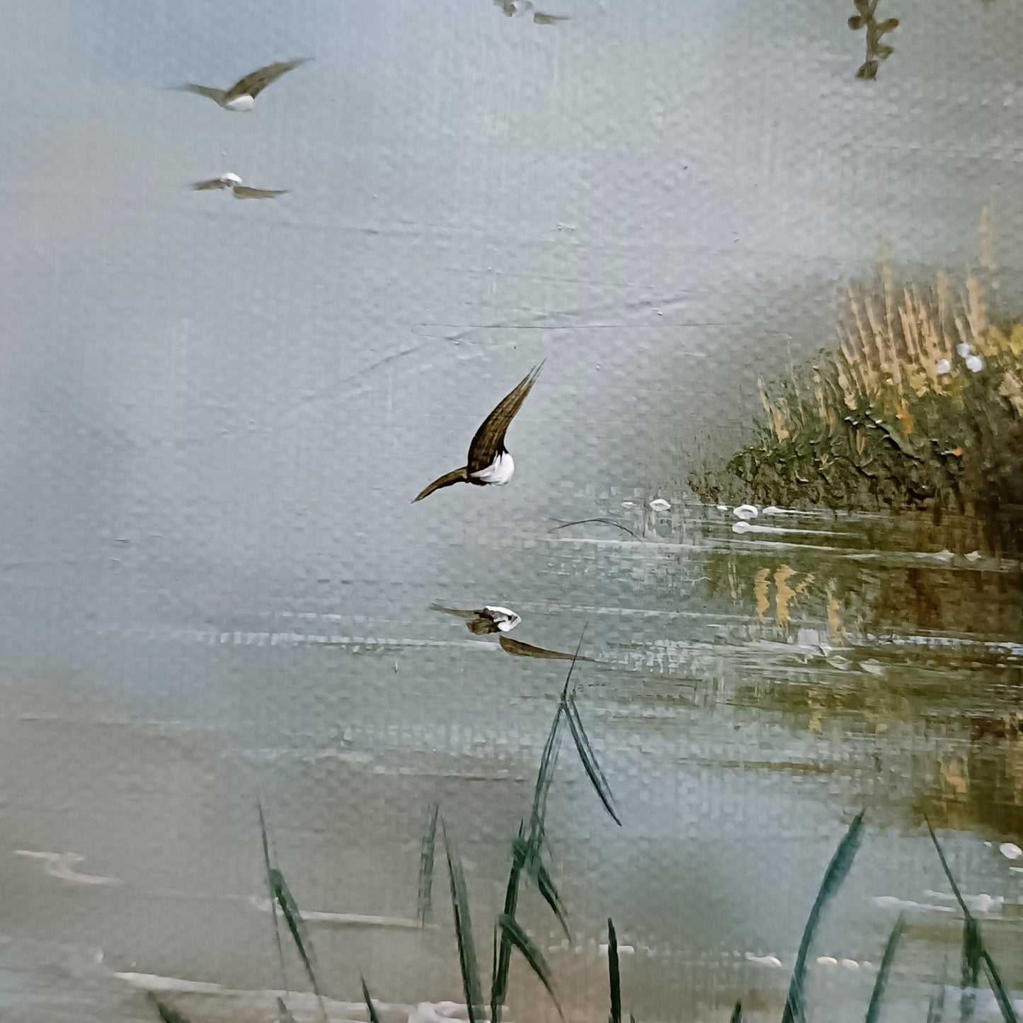 NOËL RIPLEY (b.1944) Signed Framed Original Oil Painting River and Birch Trees