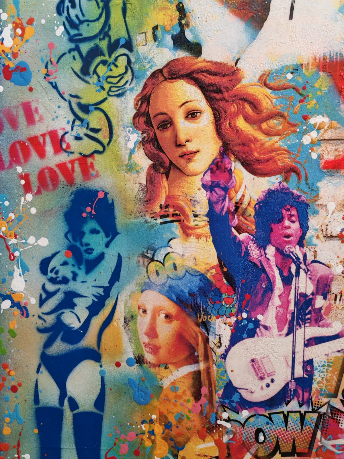 URI DUSHY "Love Love Love" mixed media art on engineered wood by Curated Treasures, large signed original artwork with vibrant colors.