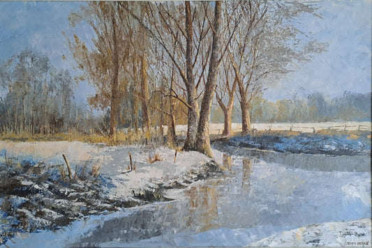 JOHN WAKE Original Oil Painting on Board "Ravenshaw Ford in Winter"