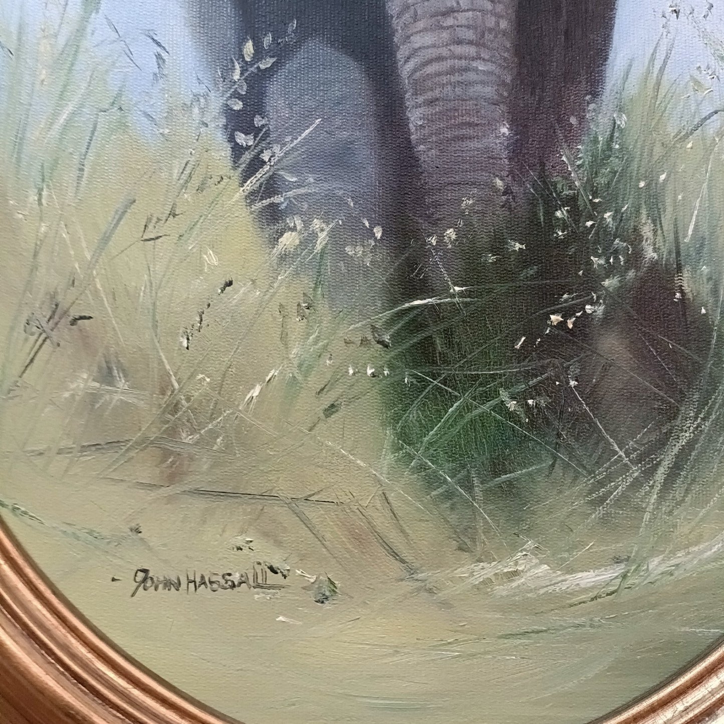 JOHN HASSALL (1944-2020) Original Oval Animal Oil Paintings