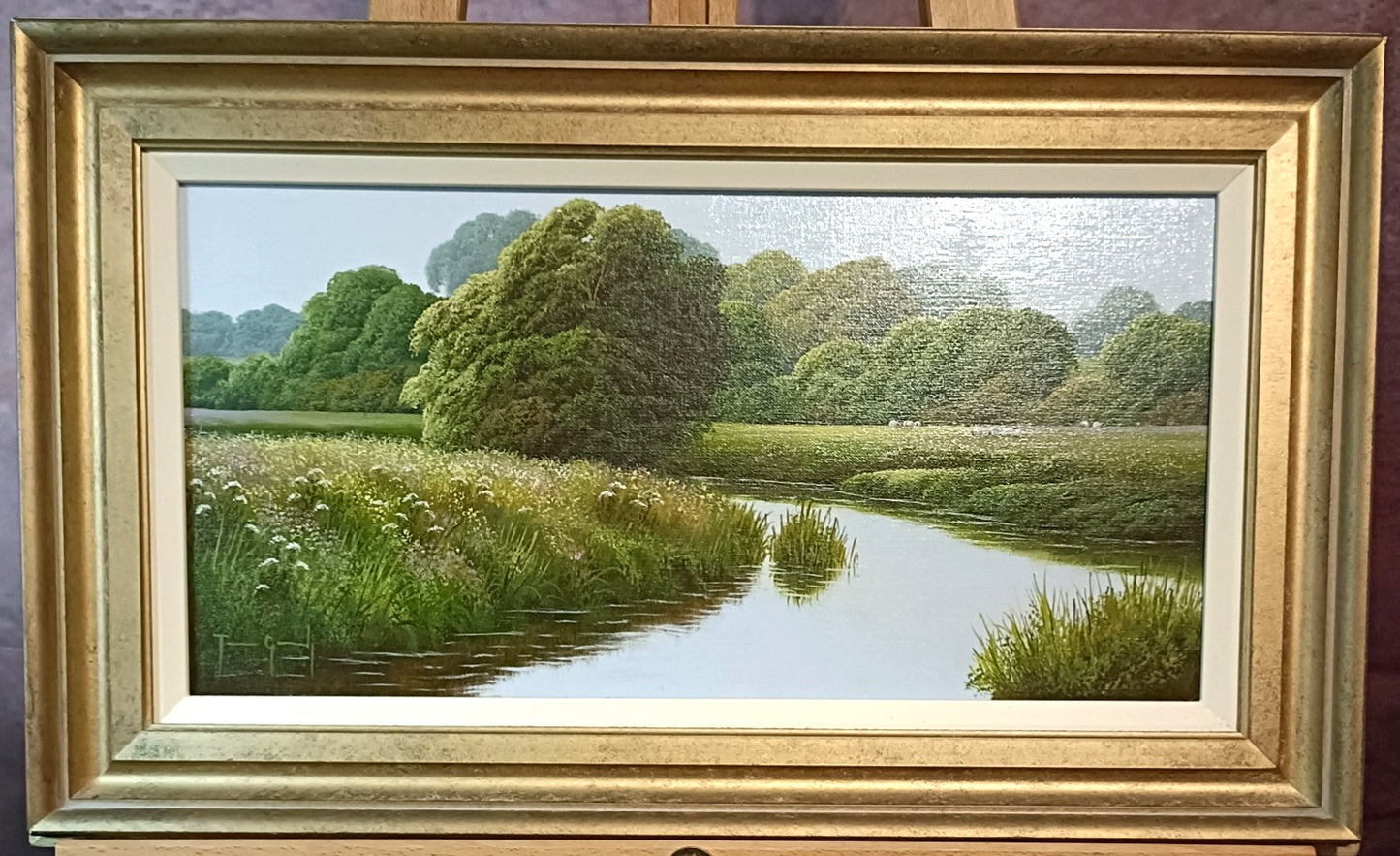 TERENCE GRUNDY (1956-2023) Framed Oil Painting "Sheep Grazing"