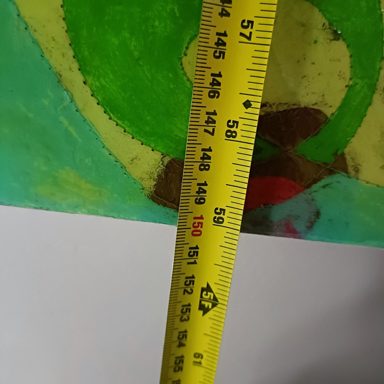 Large mixed media art piece titled "After Picasso, Pink and Green" by Julia Noble, featuring vibrant pink and green tones.