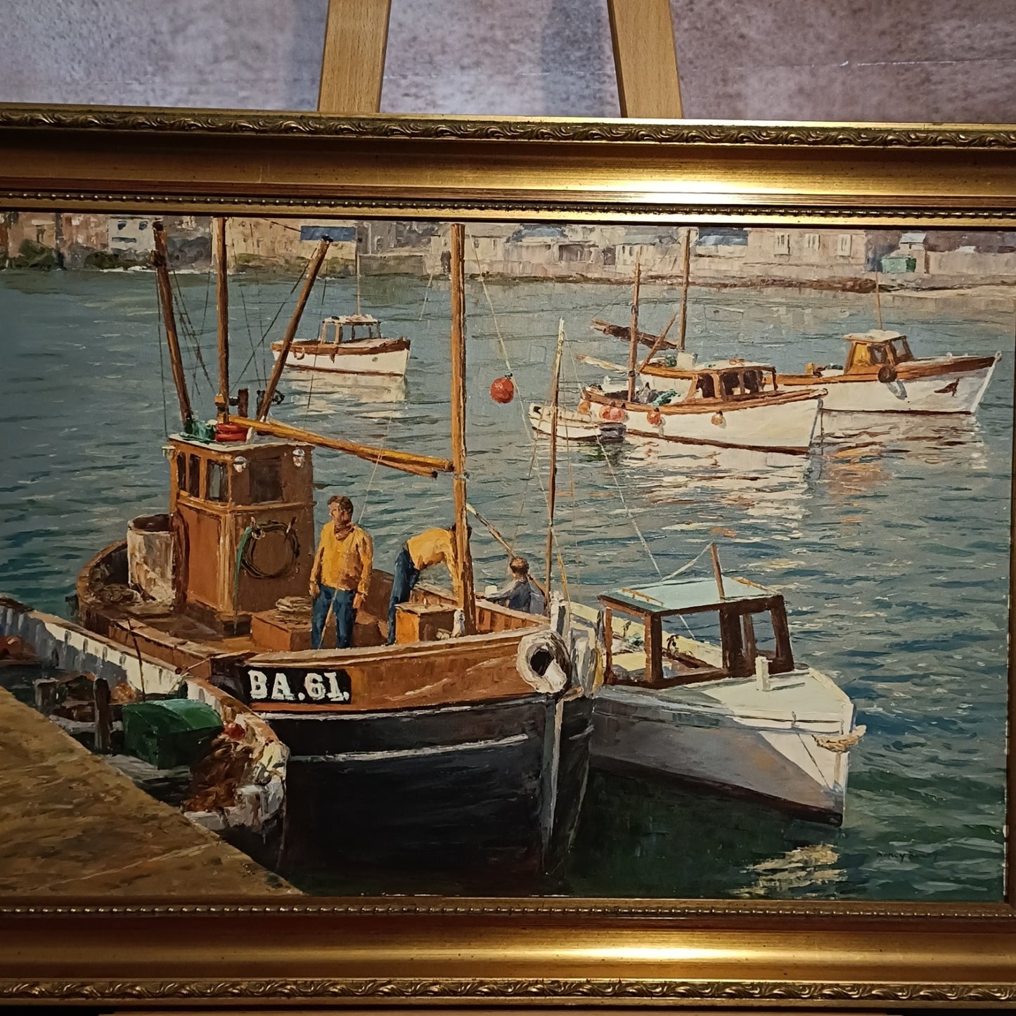 NANCY BAILEY (1913-2012) Framed Original Oil on Canvas "Fishing Boats St Ives"