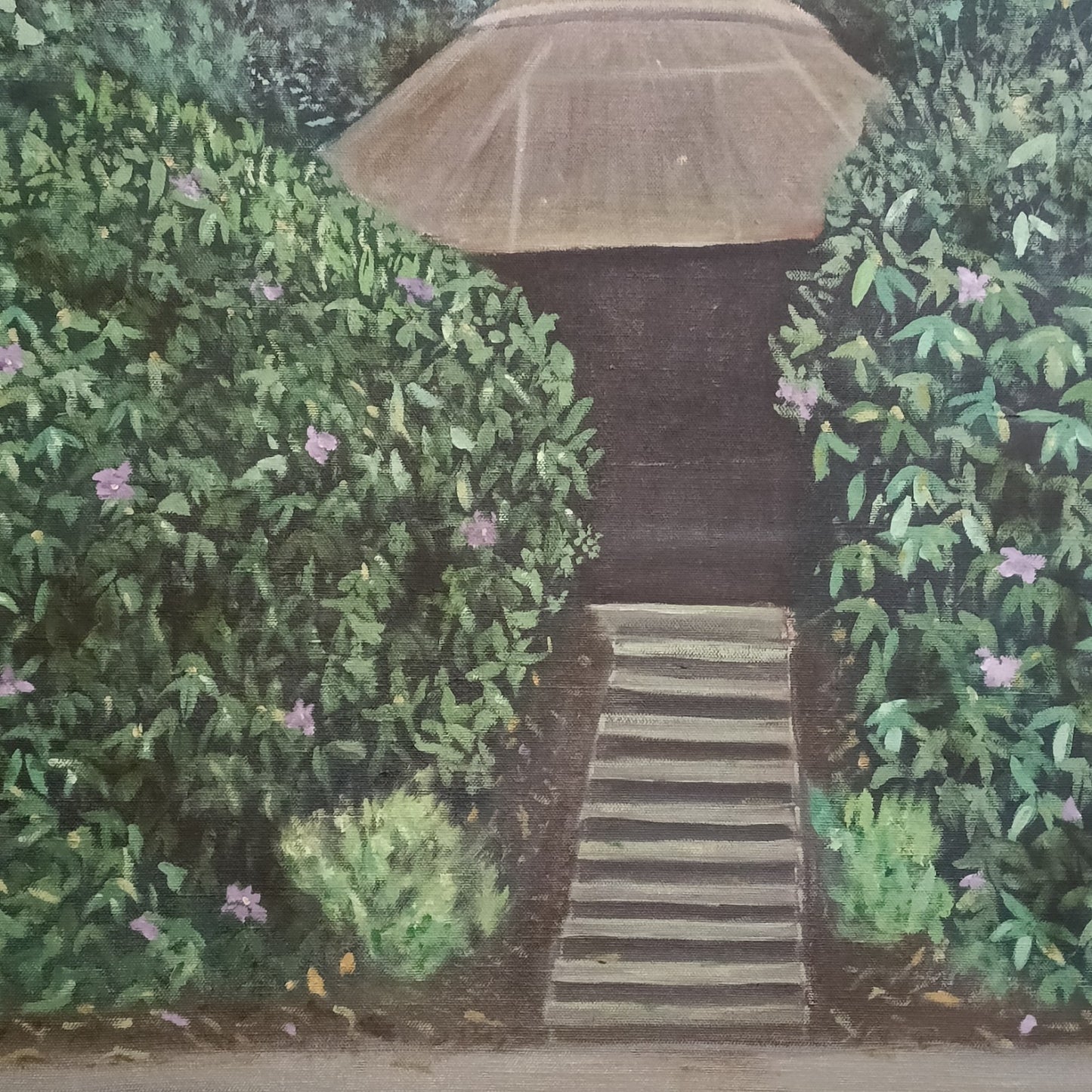 Signed framed oil painting by WOLFF depicting Doctor Samuel Johnson's Summer House at Kenwood, curated treasures artwork