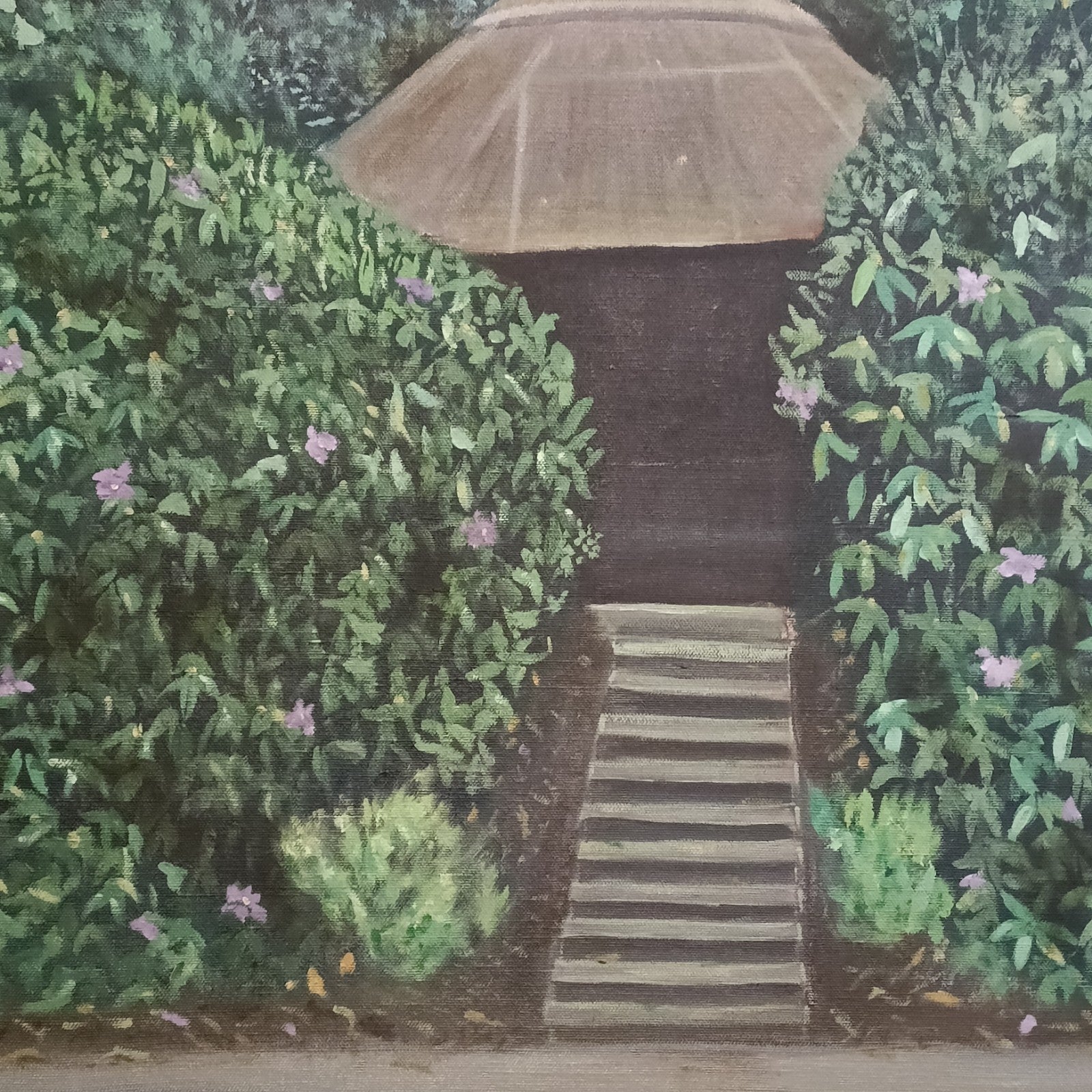 Signed framed oil painting by WOLFF depicting Doctor Samuel Johnson's Summer House at Kenwood, curated treasures artwork