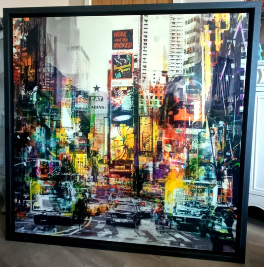 PACO RAPHAEL Original Mixed Media on Aluminium "Times Square"