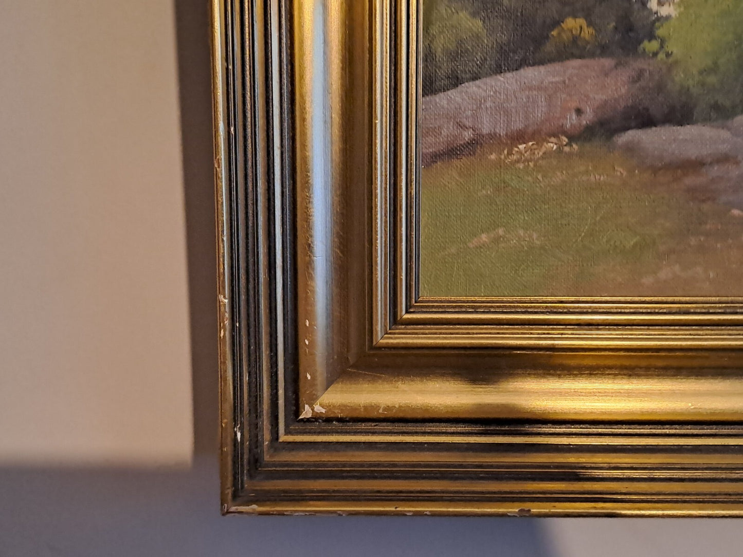 SVEND LYNGE pseud FREDERIK DREWS Oil Painting Danish Village Overlooking Bay