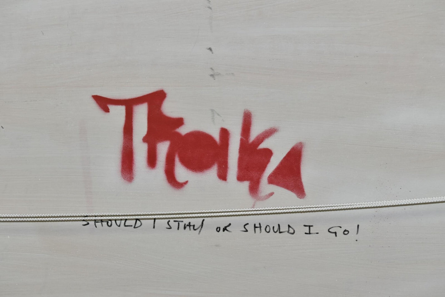 TROIKA Original Mixed Media on Board, "Should I Stay Or Should I Go"