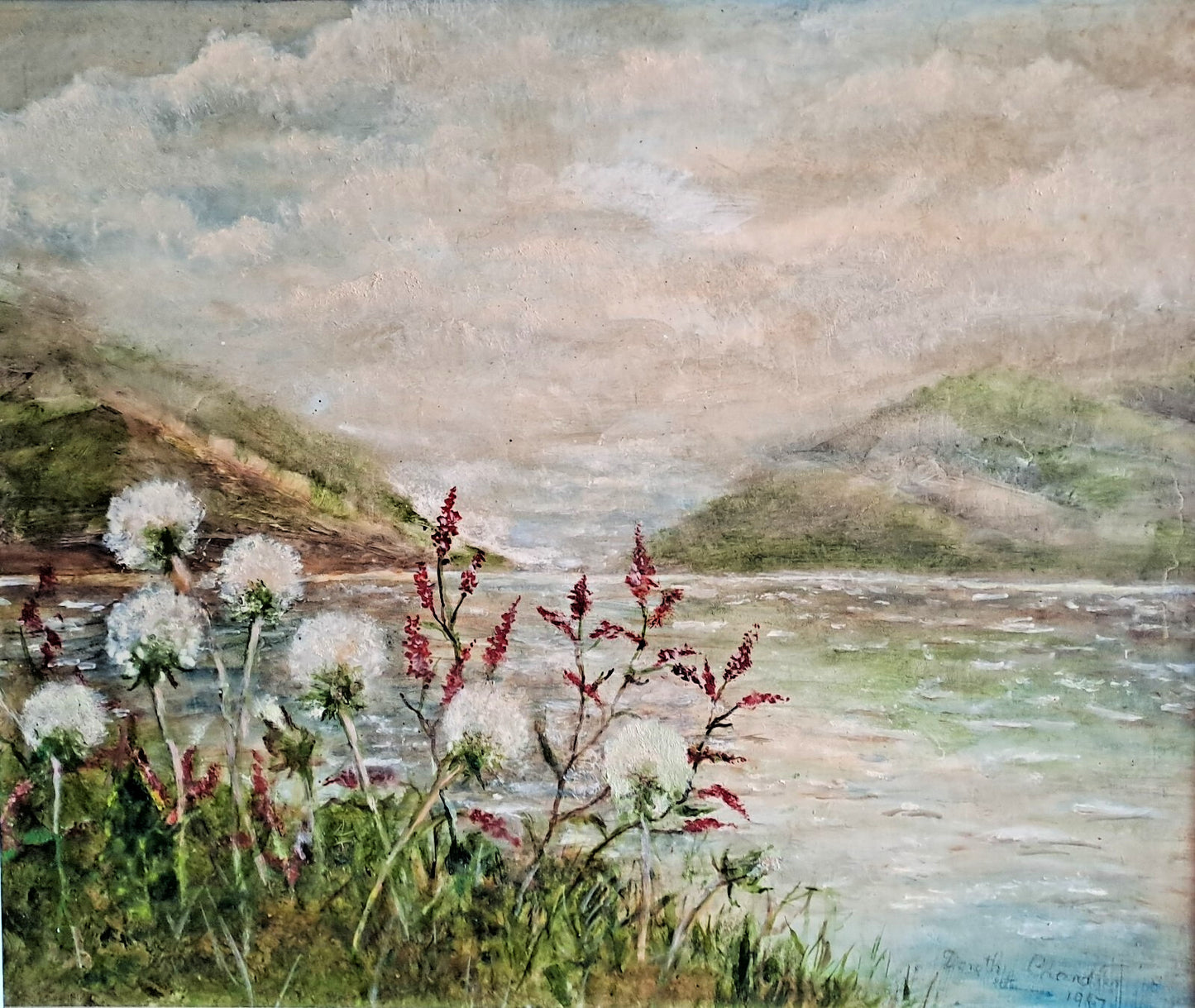 DOROTHY CHANDLER 1967 Painting Oil on Board Highland Lake