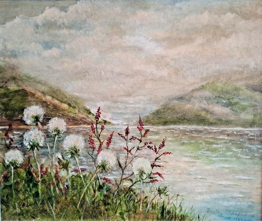 DOROTHY CHANDLER 1967 Painting Oil on Board Highland Lake