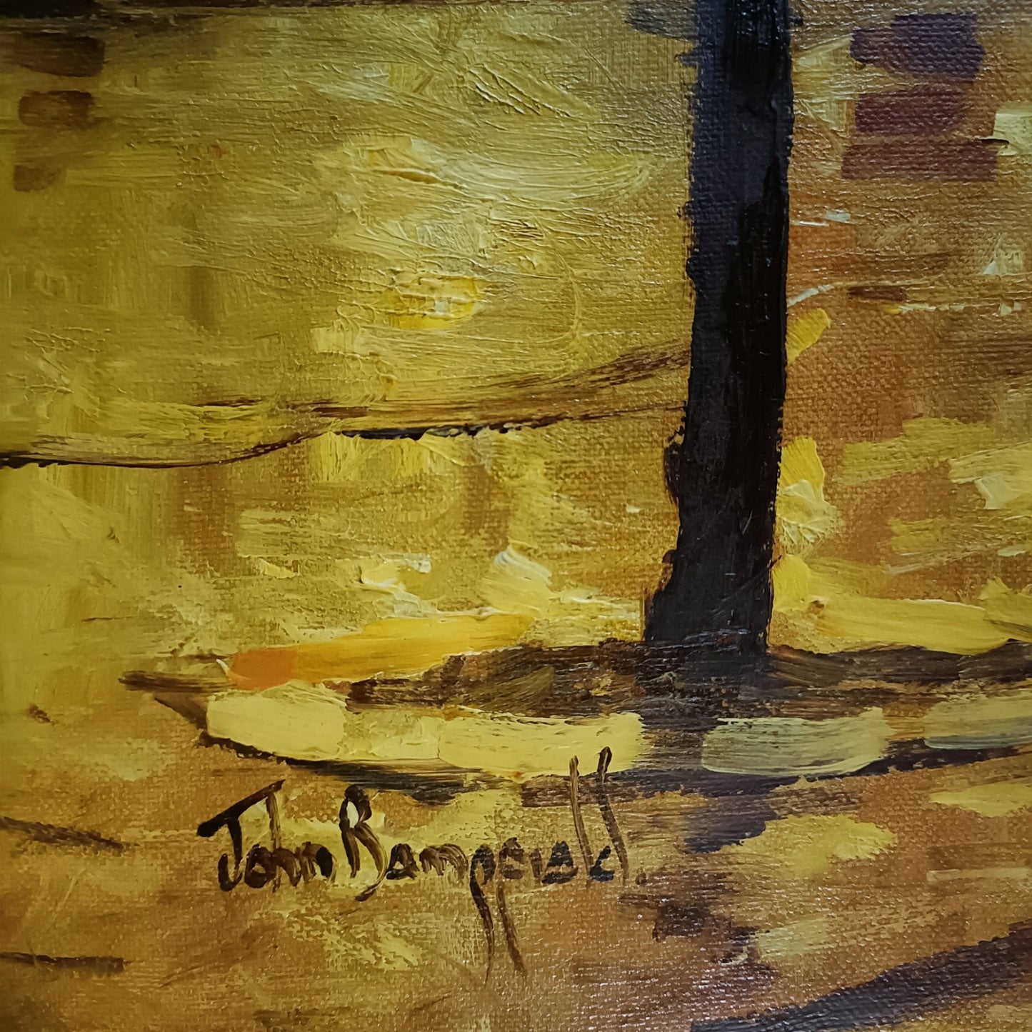 John Bampfield Framed Signed Original Oil Painting - Evening Street Scene