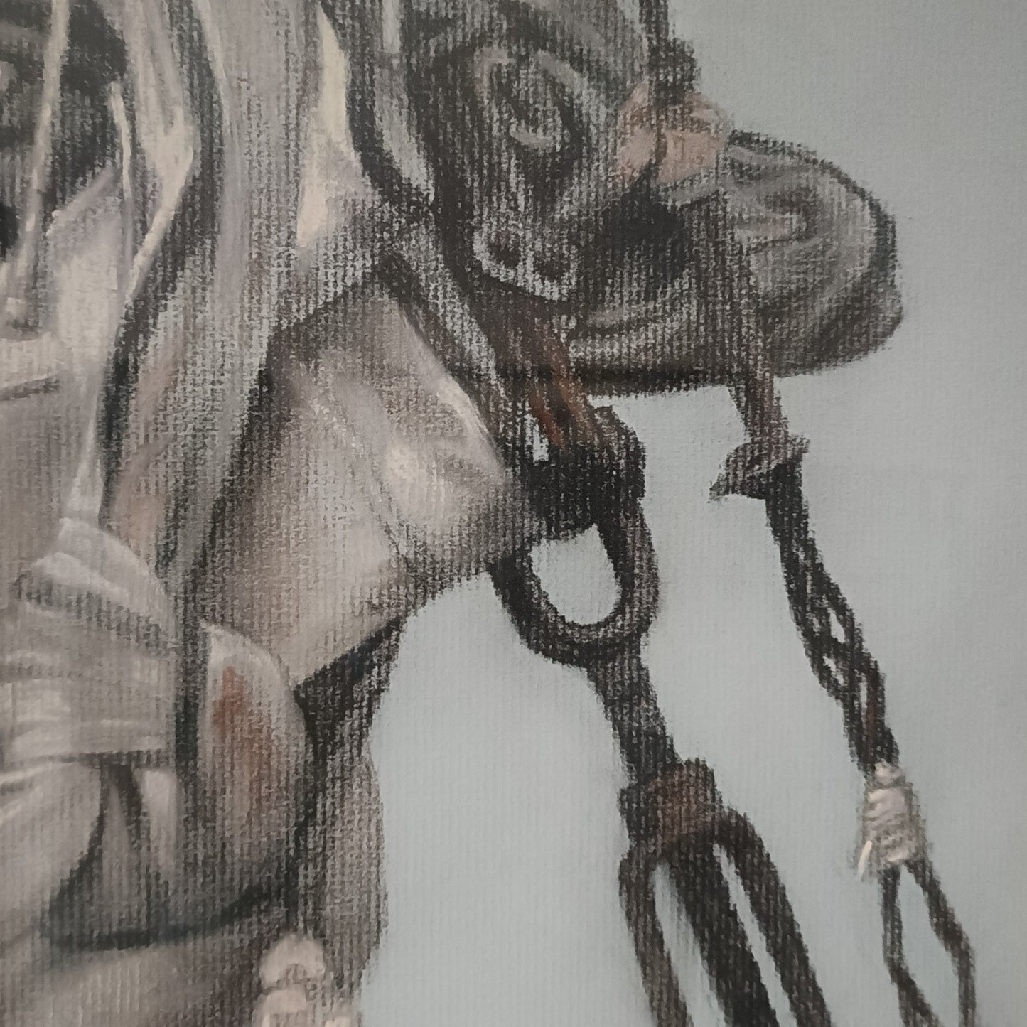 RICHARD BRENT MALONE Framed Original Charcoal Study of a Knotted Ships Sail