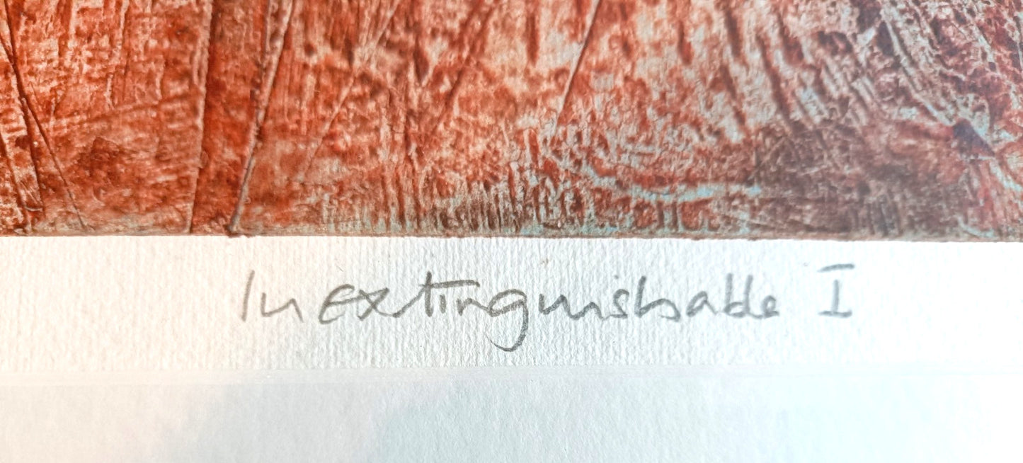 CELIA NANCARROW Signed Original Collagraph Abstract art "Inextinguishable I"