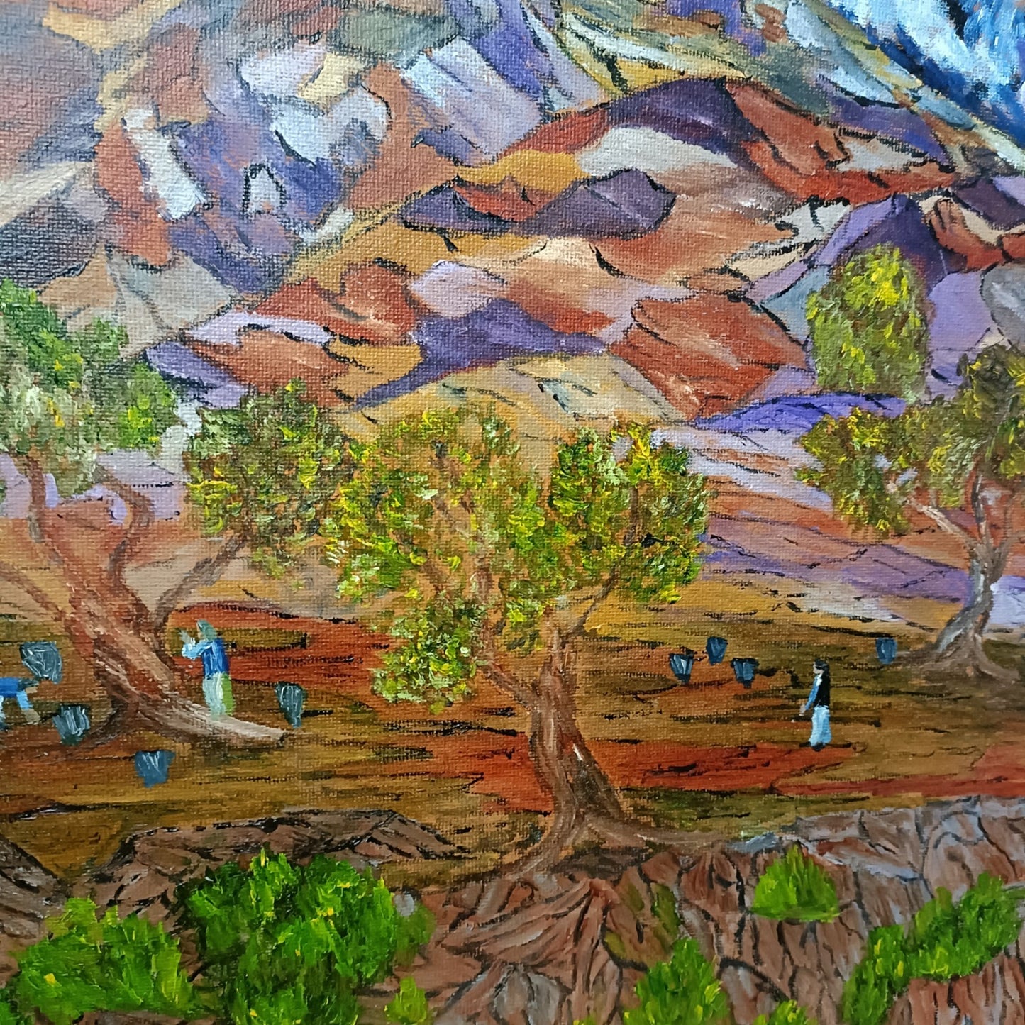 MARK REED Framed Original Oil on Board "The Olive Harvest"