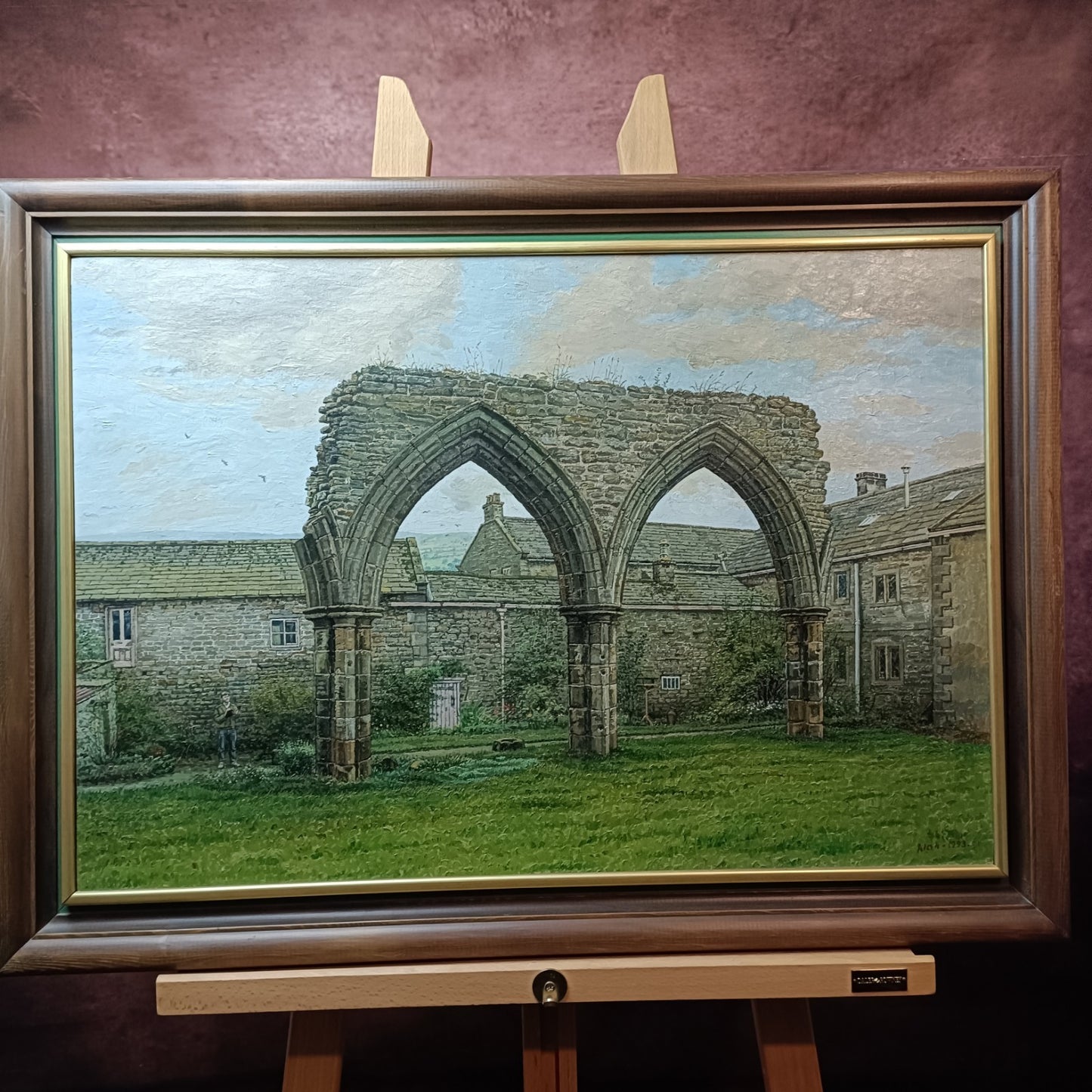 ALAN HOLTBY BROWN Original Oil Painting on board "Coverdale Abbey, Yorkshire"