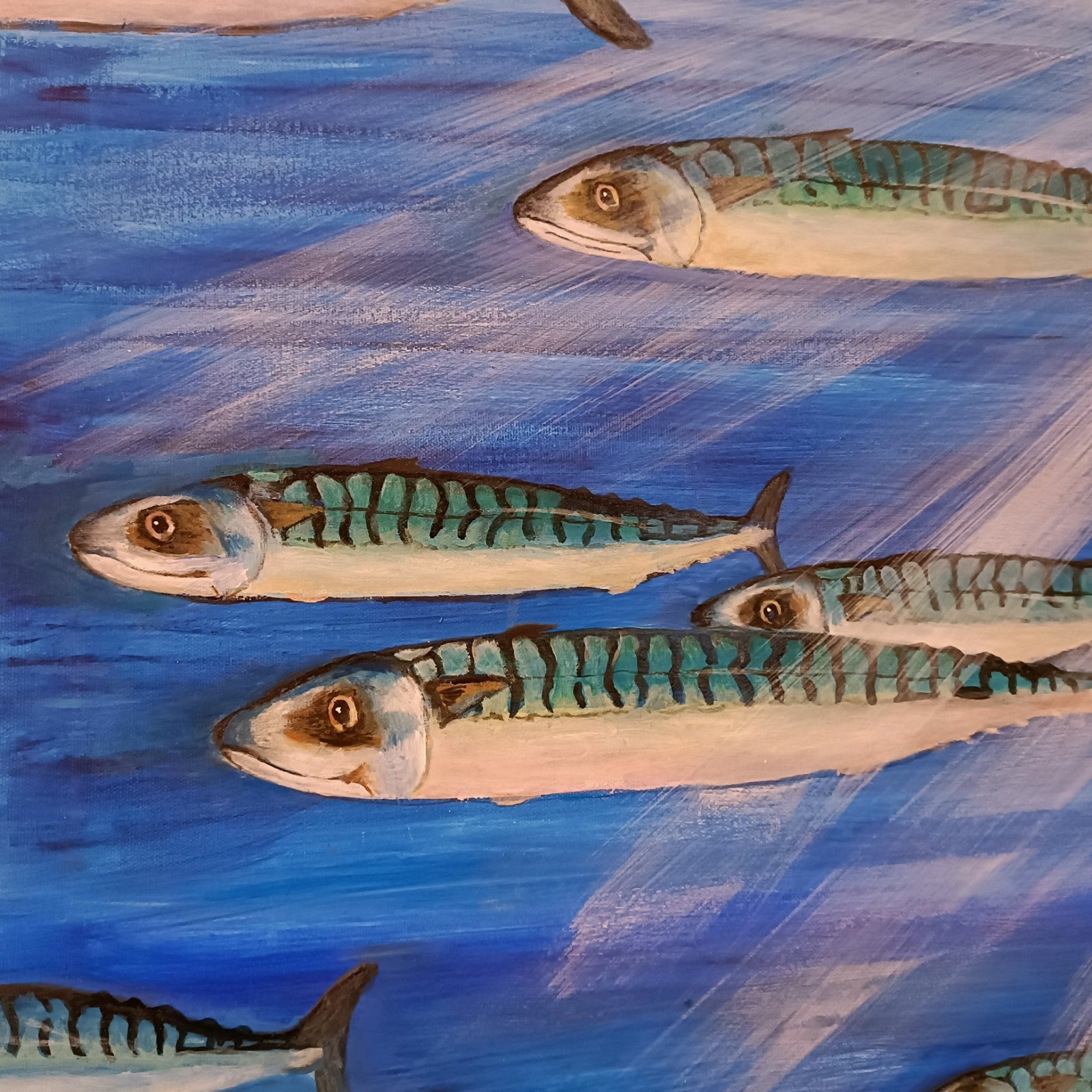 Large framed original oil painting "Go Your Own Way" by Jan Merrick Horn, signed, displayed in a natural setting.