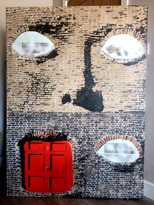 PENTTI MONKKONEN Large Acrylic on Canvas Painting "3 Michael Jackson Road"