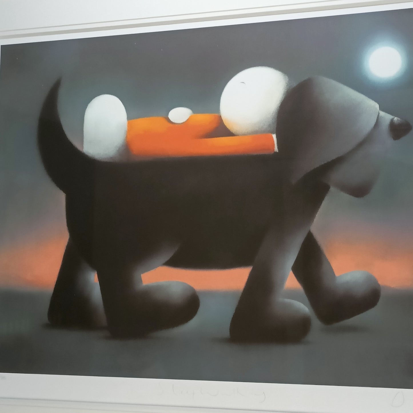 Rare framed signed limited edition "Sleep Walking" artwork by Doug Hyde, numbered 188/295, displayed in a sleek frame.
