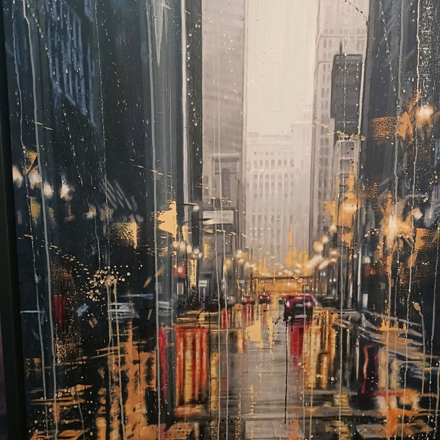 KRIS HARDY (b.1978) Original Framed Oil Painting on Canvas "NY City Lights"