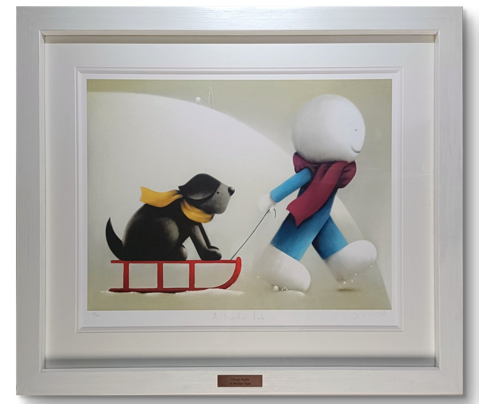 Rare framed Doug Hyde limited edition print "A Winter’s Tale" number 257 of 295, featuring detailed winter scene artwork.